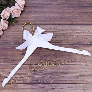 Mrs Wedding Dress Hanger White Gold